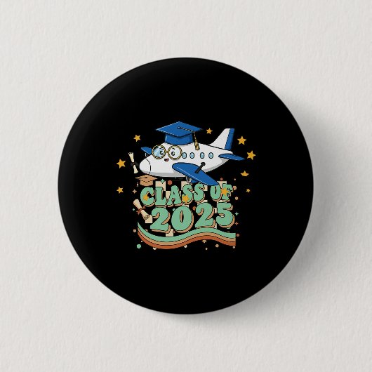 Vliegtuig Afstuderen CL van het Kinder Mannen Vrou Ronde Button 5,7 Cm (Voorkant)