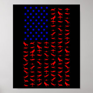 Vliegtuig Amerikaanse vlag Amerikaanse Onafhankeli Poster