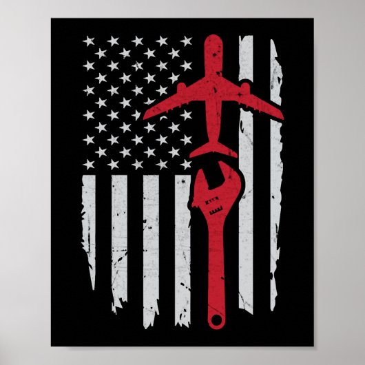 Vliegtuig Amerikaanse vlag vliegend vliegtuig Mech Poster (Voorkant)