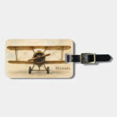 vliegtuig Antiek tweedekker Aviation Aviator Bagagelabel (Voorkant horizontaal)