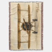  vliegtuig Antiek tweedekker Aviation Aviator Deken (Voorkant Verticaal)