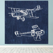  vliegtuig Art Newspapier Text & Script Style Canvas Afdruk (Insitu (Houten vloer))