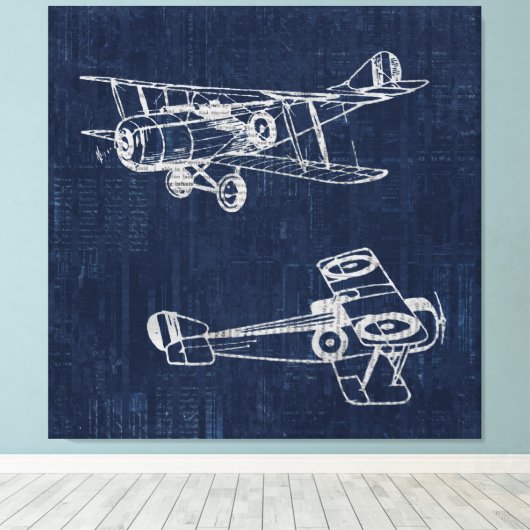  vliegtuig Art Newspapier Text & Script Style Canvas Afdruk (Insitu (Houten vloer))
