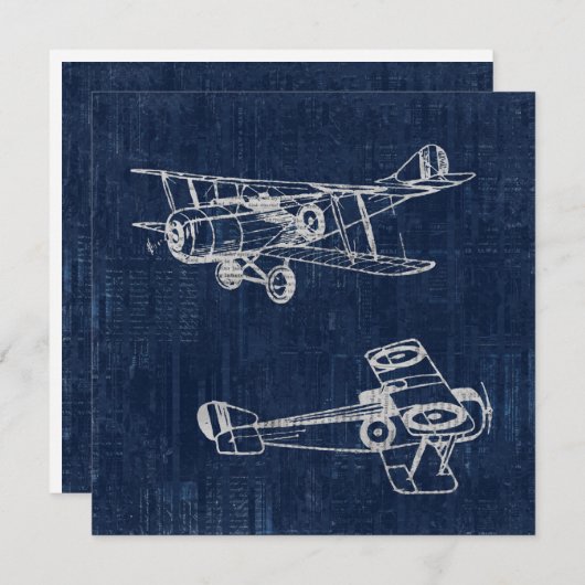 vliegtuig Art Newspapier Text & Script Style Feestdagenkaart (Voorkant / Achterkant)