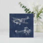  vliegtuig Art Newspapier Text & Script Style Kaart (Staand voorkant)