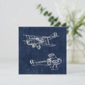  vliegtuig Art Newspapier Text & Script Style Kaart (Staand voorkant)