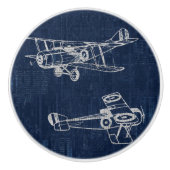 vliegtuig Art Newspapier Text & Script Style Keramische Knop (Voorkant)