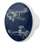 vliegtuig Art Newspapier Text & Script Style Keramische Knop (Rechts)