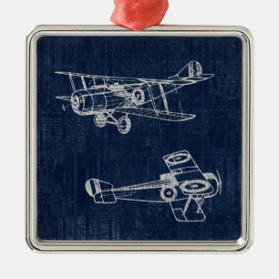 vliegtuig Art Newspapier Text & Script Style Metalen Ornament