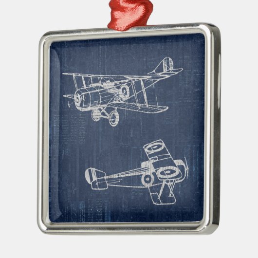 vliegtuig Art Newspapier Text & Script Style Metalen Ornament (Links)