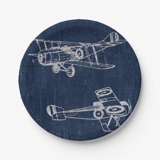  vliegtuig Art Newspapier Text & Script Style Papieren Bordje (Voorkant)