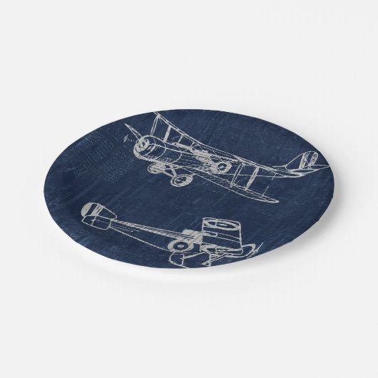 vliegtuig Art Newspapier Text & Script Style Papieren Bordje (Gekanteld)