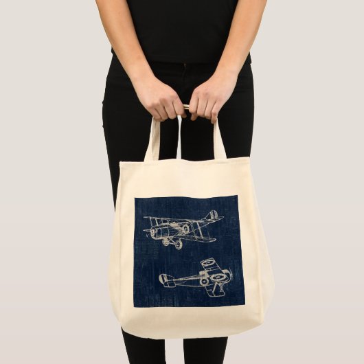  vliegtuig Art Newspapier Text & Script Style Tote Bag (Voorkant (product))