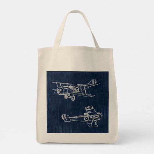 vliegtuig Art Newspapier Text & Script Style Tote Bag (Achterkant)