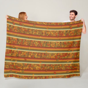 Vliegtuig — Autumn Leaves and Stripes Fleece Deken