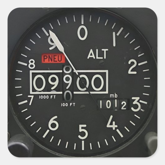 Vliegtuig Avionics Hoogtemeter Vierkante Sticker (Voorkant)