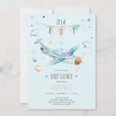 Vliegtuig  avontuur Het is een Baby shower van een Kaart (Voorkant)