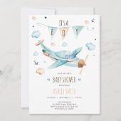 Vliegtuig  avontuur Het is een Baby shower van een Kaart (Voorkant)