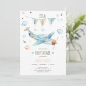 Vliegtuig  avontuur Het is een Baby shower van een Kaart (Staand voorkant)