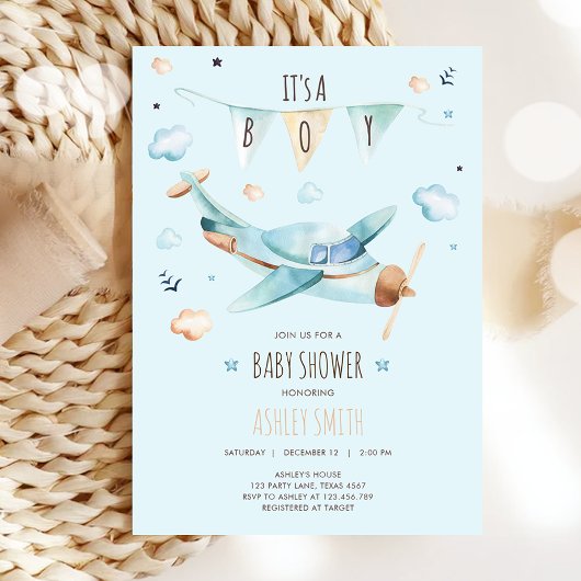 Vliegtuig  avontuur Het is een Baby shower van een Kaart
