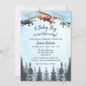  Vliegtuig Baby Boy Baby shower Uitnodiging (Voorkant)