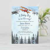  Vliegtuig Baby Boy Baby shower Uitnodiging (Staand voorkant)