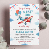  Vliegtuig Baby Boy Baby shower Uitnodiging