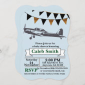 Vliegtuig Baby Boy Shower Invitations Kaart (Voorkant / Achterkant)