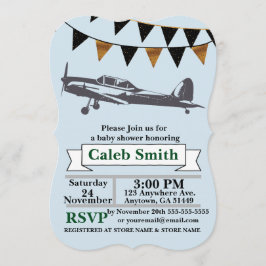 Vliegtuig Baby Boy Shower Invitations Kaart