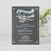 vliegtuig Baby Boy Shower Uitnodiging (Staand voorkant)