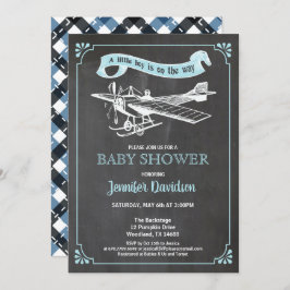 vliegtuig Baby Boy Shower Uitnodiging