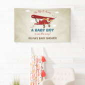 Vliegtuig Baby shower Banner Travel Adventure Boy (Insitu)