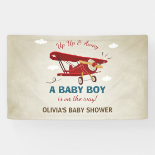 Vliegtuig Baby shower Banner Travel Adventure Boy