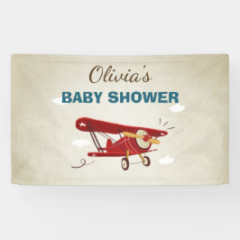 Vliegtuig Baby shower Banner Travel Adventure Boy