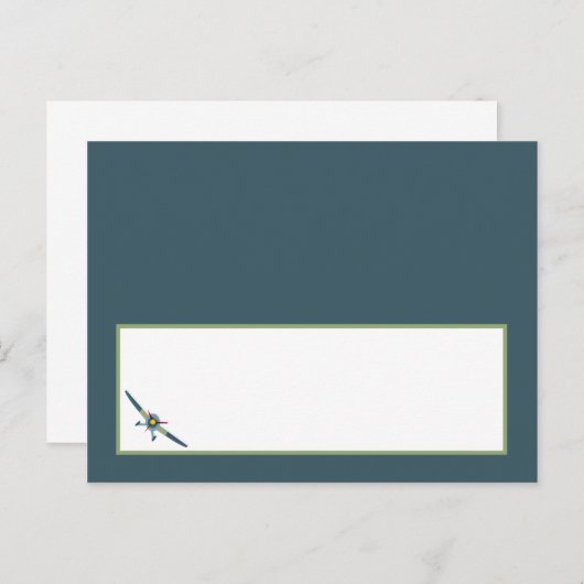 vliegtuig Baby shower beschrijfbare plaats kaart (Voorkant / Achterkant)