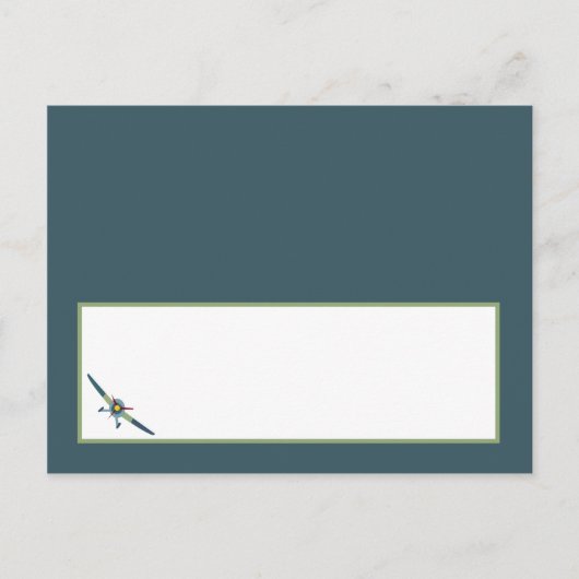 vliegtuig Baby shower beschrijfbare plaats kaart (Voorkant)