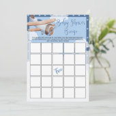 Vliegtuig Baby shower Bingo Spel Blue Boy Kaart (Staand voorkant)