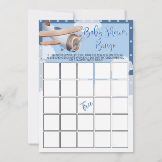 Vliegtuig Baby shower Bingo Spel Blue Boy Kaart