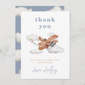  vliegtuig Baby shower dank u kaart (Voorkant / Achterkant)