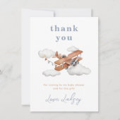 vliegtuig Baby shower dank u kaart (Voorkant)