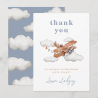 vliegtuig Baby shower dank u kaart