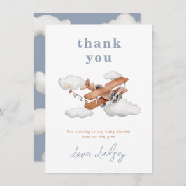  vliegtuig Baby shower dank u kaart