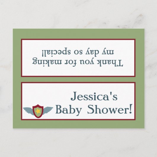 Vliegtuig Baby shower Goody Bag Toppers Uitnodiging Briefkaart (Voorkant)