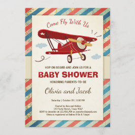 Vliegtuig Baby shower Invitation Travel Adventure Kaart