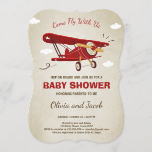 Vliegtuig Baby shower Invitation Travel Adventure Kaart