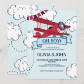 Vliegtuig Baby Shower Kaart (Voorkant / Achterkant)