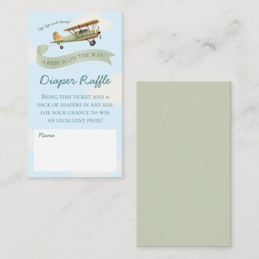 Vliegtuig  Baby shower Luierkrabbel Informatiekaartje (Voorkant / Achterkant)