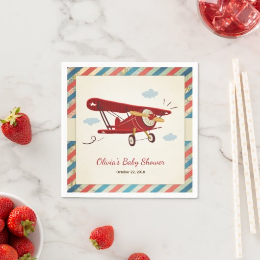 Vliegtuig Baby shower Napkin Adventure Travel Plan Servet (Insitu)