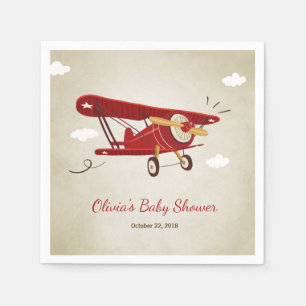 Vliegtuig Baby shower Napkin Adventure Travel Plan Servetten