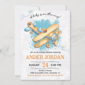  Vliegtuig Baby shower Party Kaart (Voorkant)